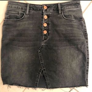 Sanctuary button fly washed black denim jean skirt